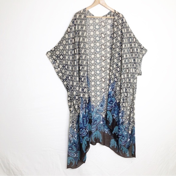 Earthbound trading geometric, graphic, print, boho kimono - Picture 3 of 7